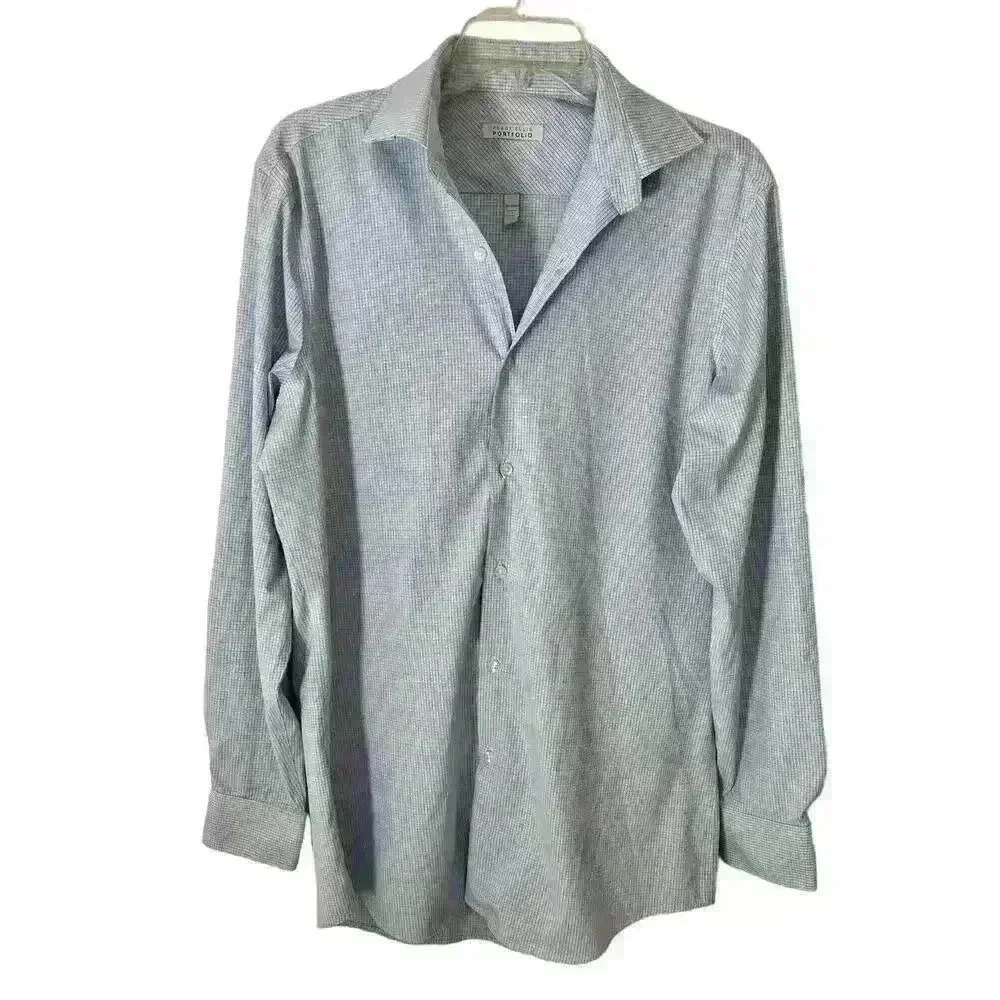 Perry Ellis Men's Blue Geo print Long Sleeve Button down Shirt Size Medium